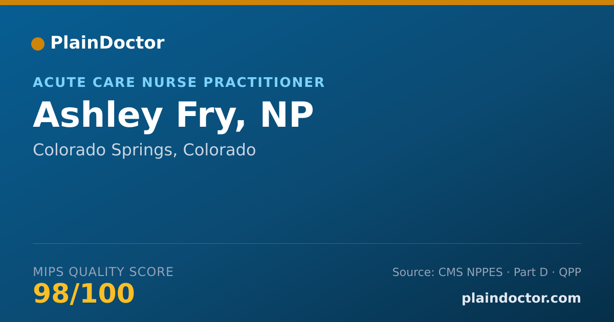 Shareable card for Ashley Fry, NP - Acute Care Nurse Practitioner, Colorado Springs, CO