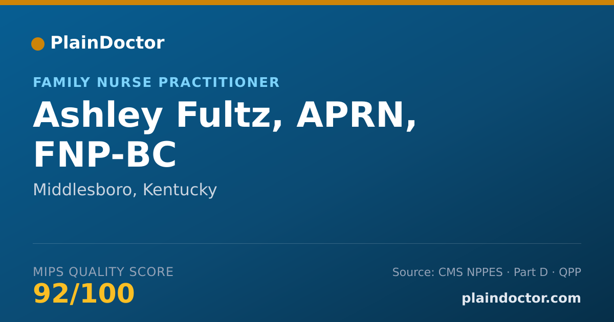 Shareable card for Ashley Fultz, APRN, FNP-BC - Family Nurse Practitioner, Middlesboro, KY