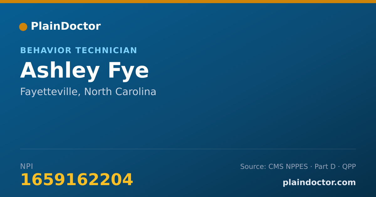 Shareable card for Ashley Fye - Behavior Technician, Fayetteville, NC