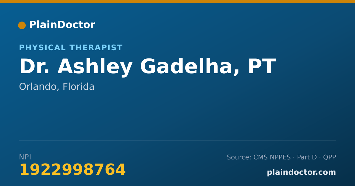 Shareable card for Ashley Gadelha, PT - Physical Therapist, Orlando, FL