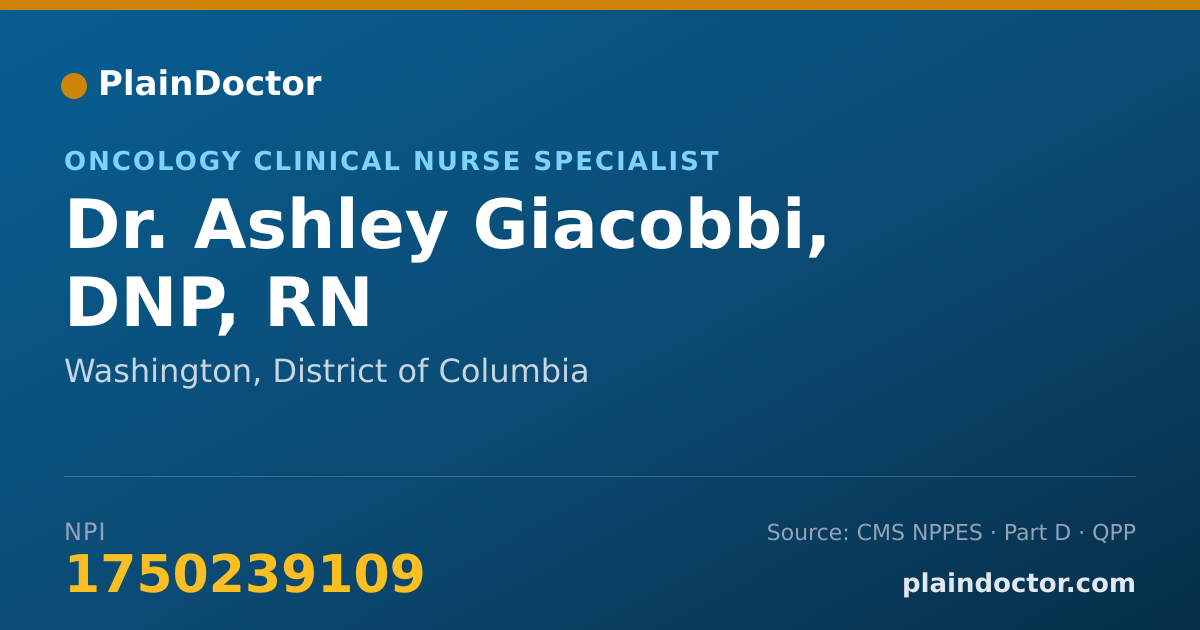 Shareable card for Ashley Giacobbi, DNP, RN - Oncology Clinical Nurse Specialist, Washington, DC