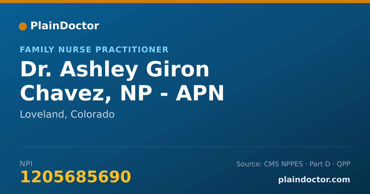 Shareable card for Ashley Giron Chavez, NP - APN - Family Nurse Practitioner, Loveland, CO