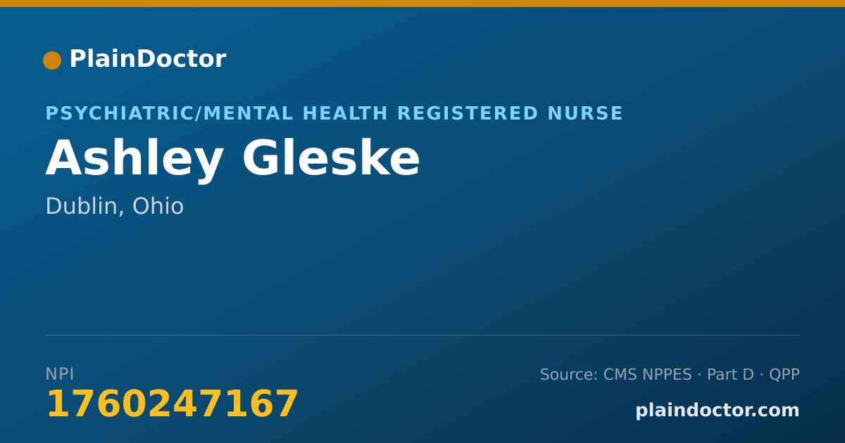 Shareable card for Ashley Gleske - Psychiatric/Mental Health Registered Nurse, Dublin, OH