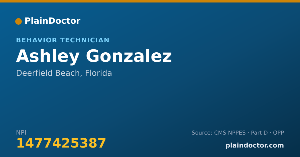 Shareable card for Ashley Gonzalez - Behavior Technician, Deerfield Beach, FL