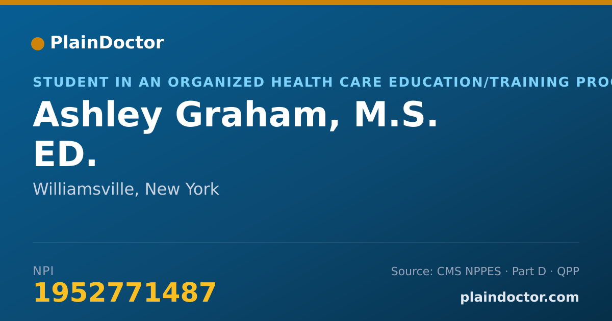 Shareable card for Ashley Graham, M.S. ED. - Student in an Organized Health Care Education/Training Program, Williamsville, NY