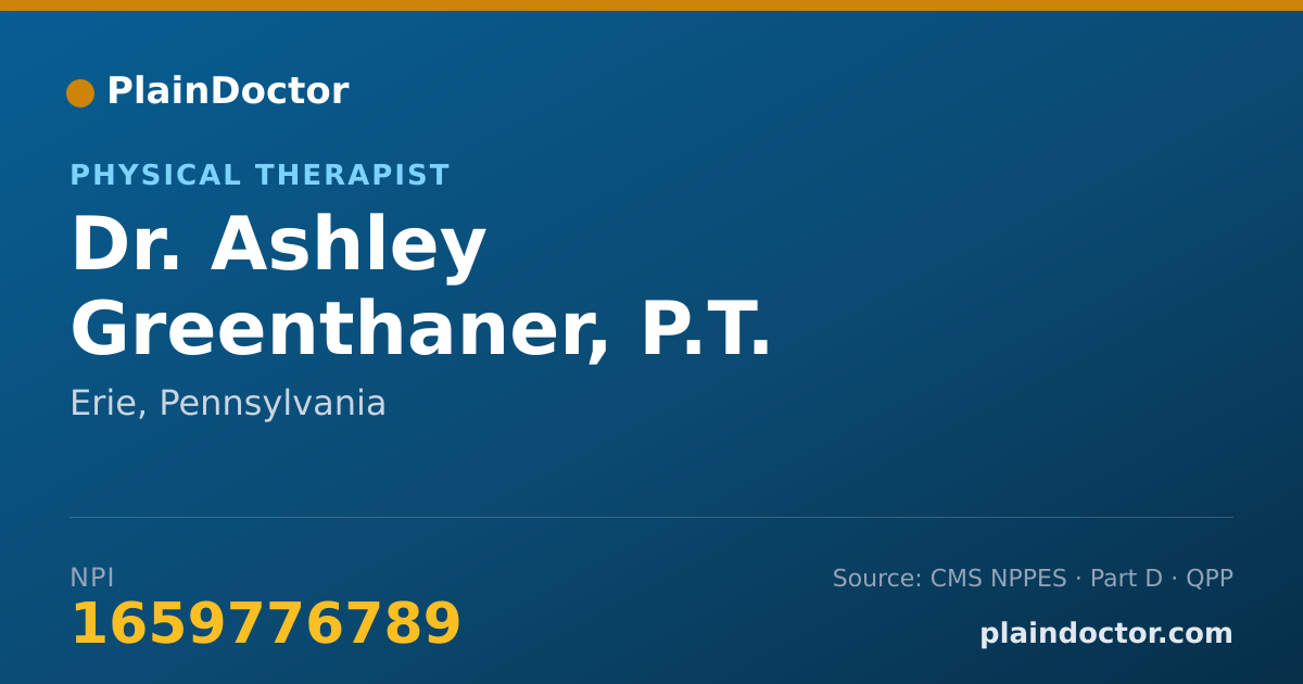 Shareable card for Ashley Greenthaner, P.T. - Physical Therapist, Erie, PA