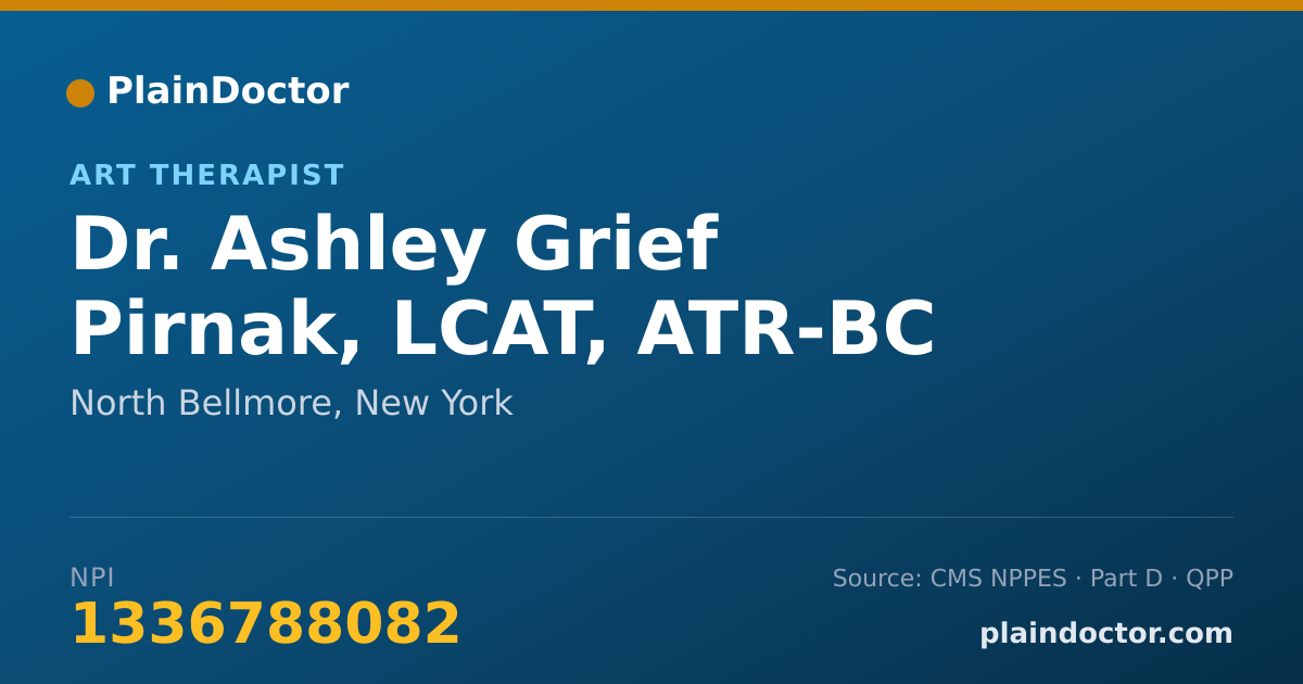 Shareable card for Ashley Grief Pirnak, LCAT, ATR-BC - Art Therapist, North Bellmore, NY