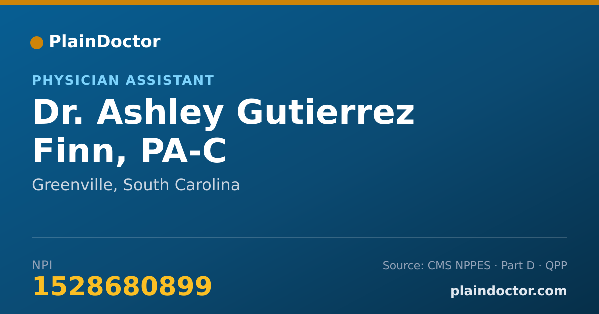 Shareable card for Ashley Gutierrez Finn, PA-C - Physician Assistant, Greenville, SC