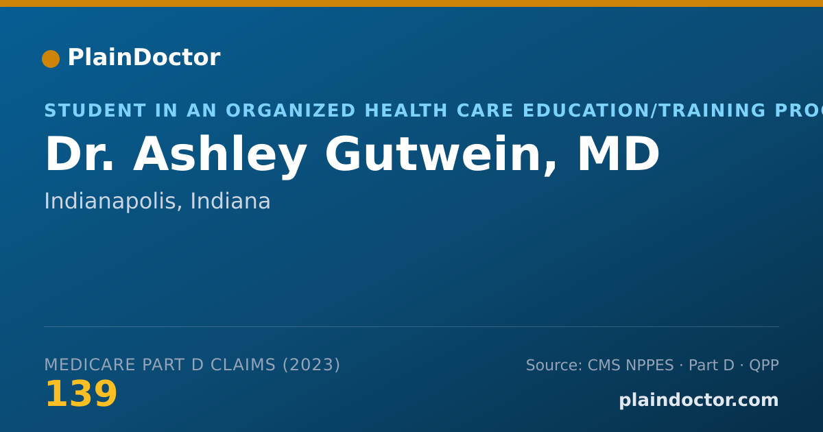 Shareable card for Ashley Gutwein, MD - Student in an Organized Health Care Education/Training Program, Indianapolis, IN