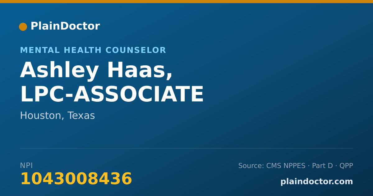 Shareable card for Ashley Haas, LPC-ASSOCIATE - Mental Health Counselor, Houston, TX