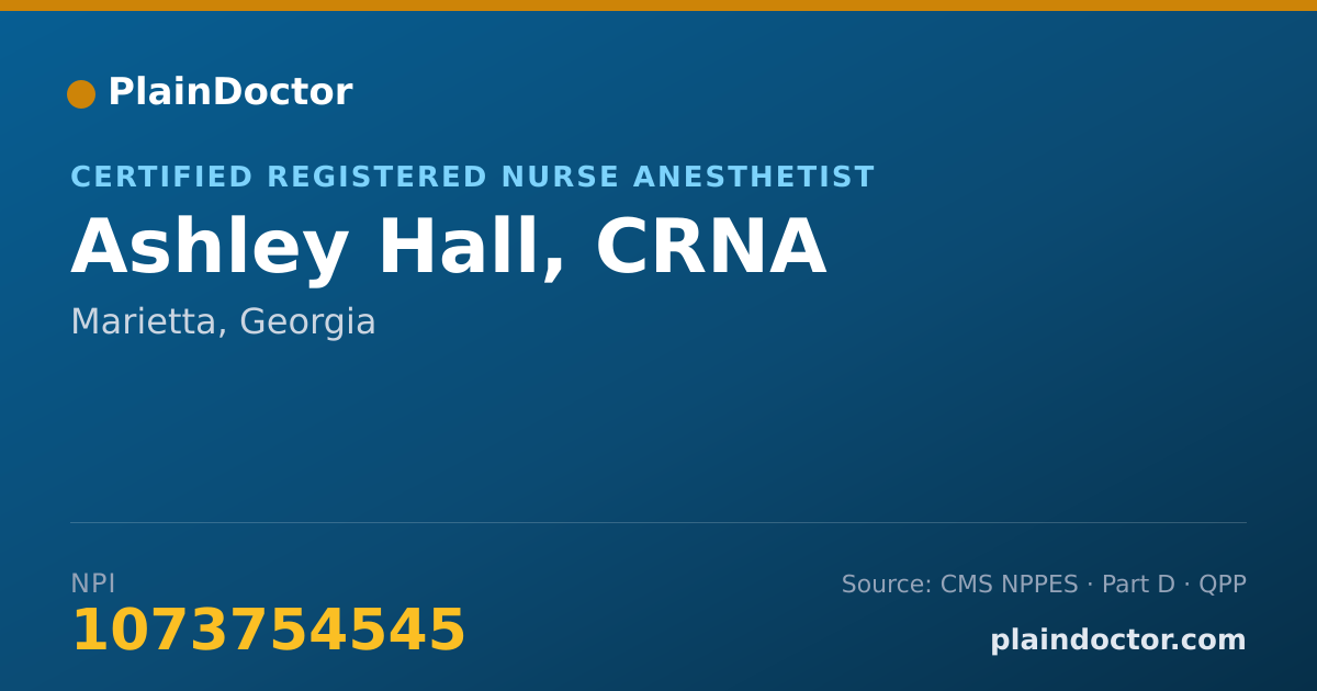 Shareable card for Ashley Hall, CRNA - Certified Registered Nurse Anesthetist, Marietta, GA
