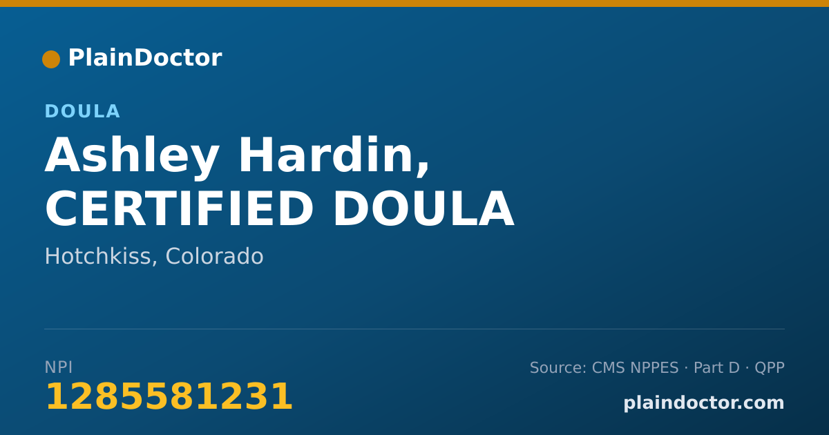 Shareable card for Ashley Hardin, CERTIFIED DOULA - Doula, Hotchkiss, CO