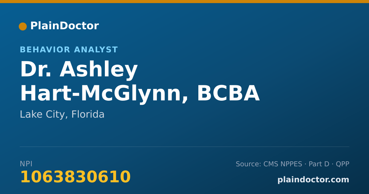 Shareable card for Ashley Hart-McGlynn, BCBA - Behavior Analyst, Lake City, FL