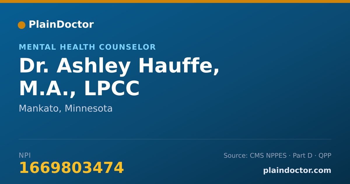 Shareable card for Ashley Hauffe, M.A., LPCC - Mental Health Counselor, Mankato, MN