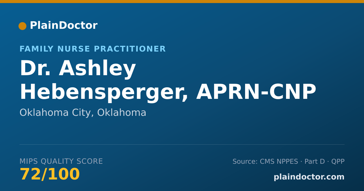 Shareable card for Ashley Hebensperger, APRN-CNP - Family Nurse Practitioner, Oklahoma City, OK