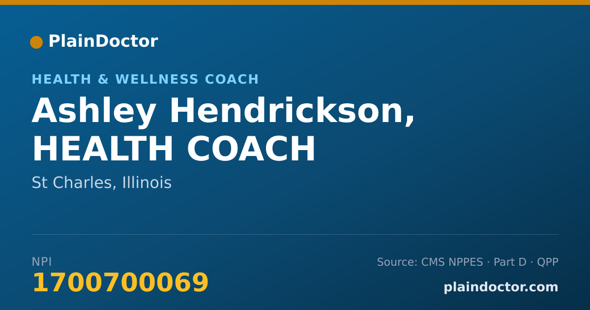 Shareable card for Ashley Hendrickson, HEALTH COACH - Health & Wellness Coach, St Charles, IL