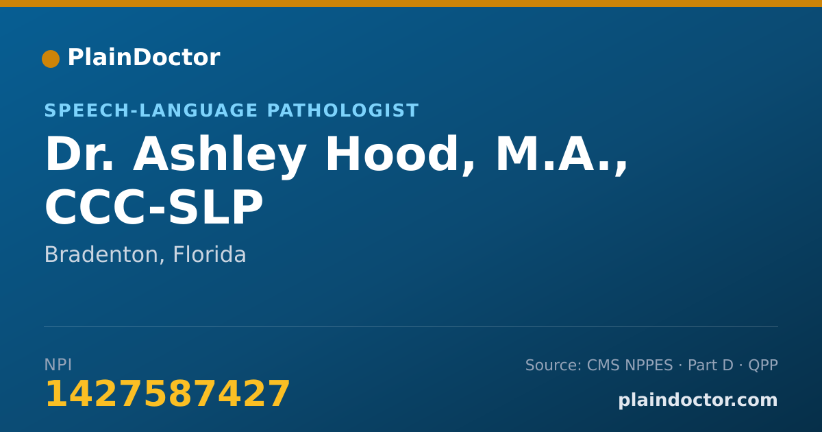 Shareable card for Ashley Hood, M.A., CCC-SLP - Speech-Language Pathologist, Bradenton, FL