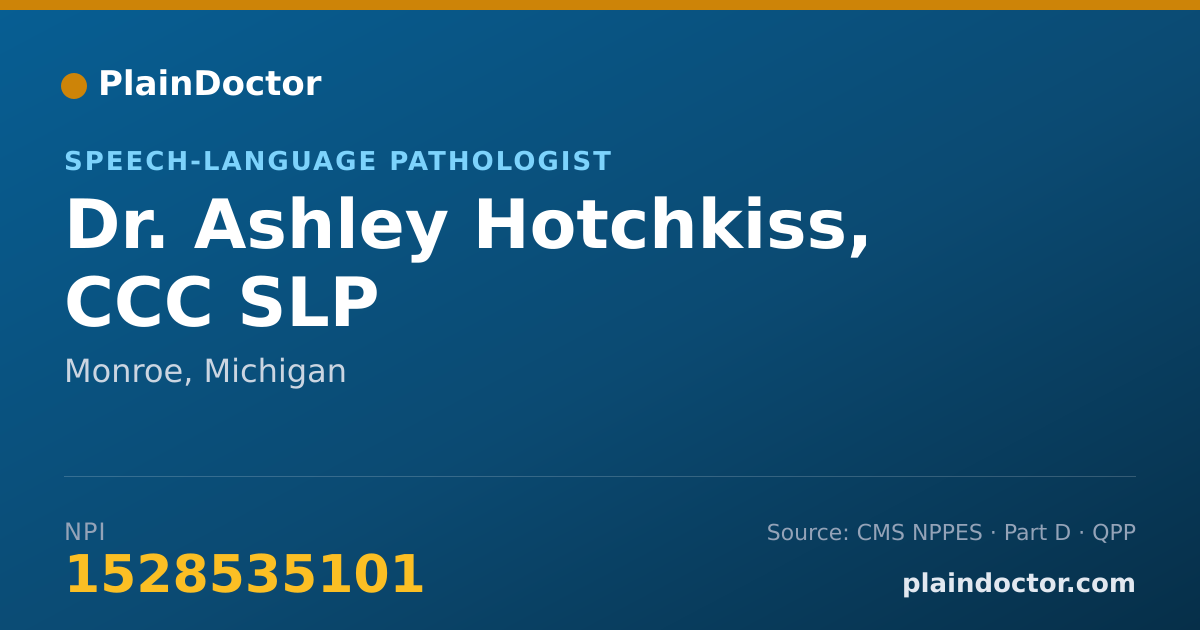 Shareable card for Ashley Hotchkiss, CCC SLP - Speech-Language Pathologist, Monroe, MI