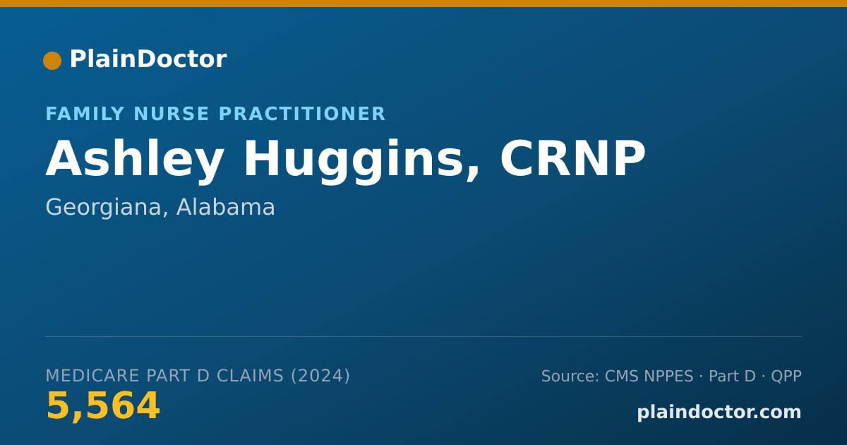 Shareable card for Ashley Huggins, CRNP - Family Nurse Practitioner, Georgiana, AL