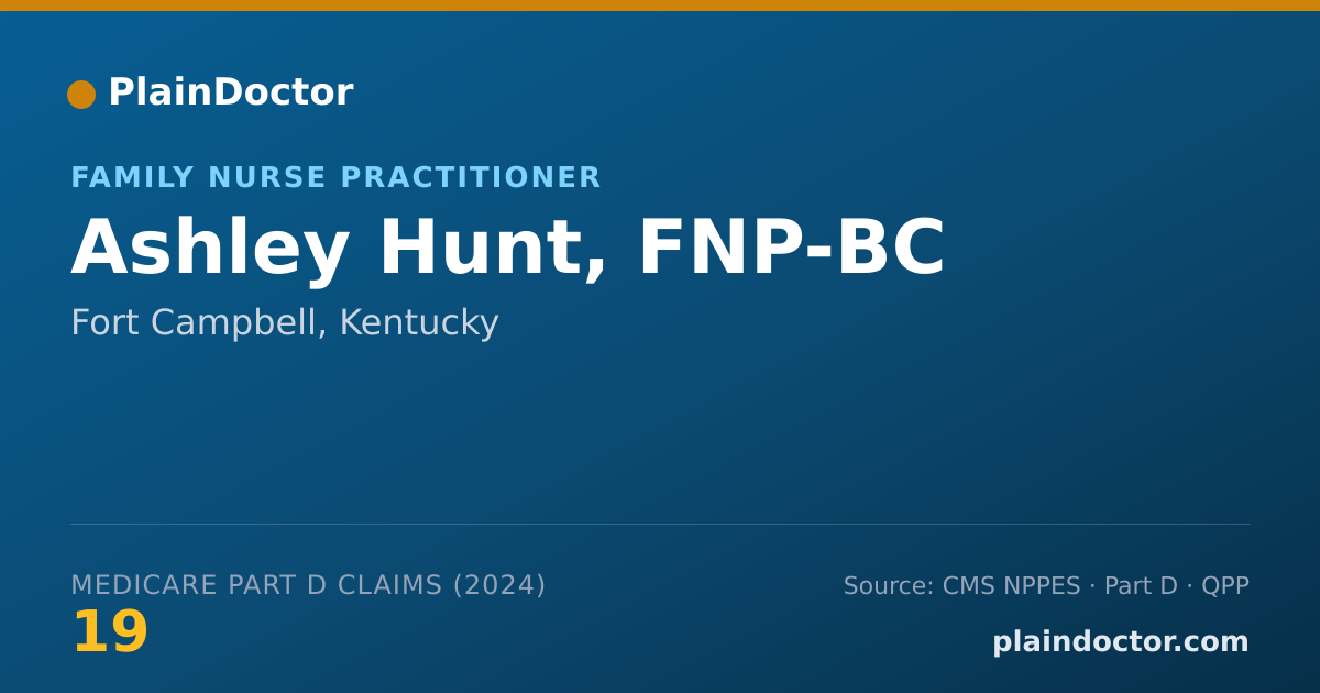 Shareable card for Ashley Hunt, FNP-BC - Family Nurse Practitioner, Fort Campbell, KY