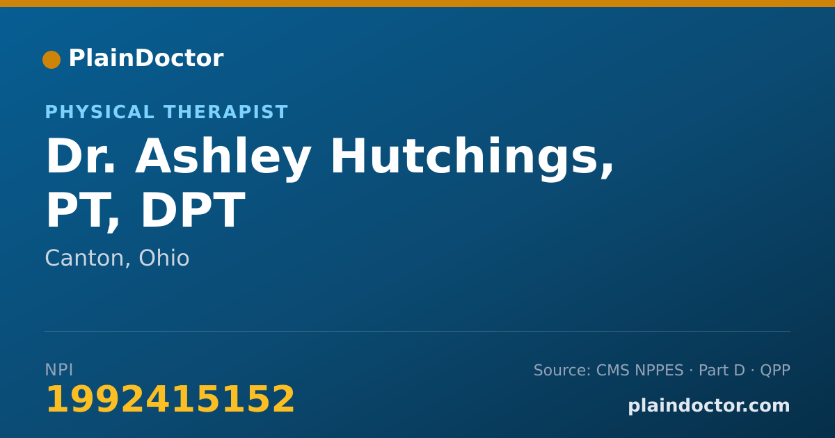 Shareable card for Ashley Hutchings, PT,  DPT - Physical Therapist, Canton, OH