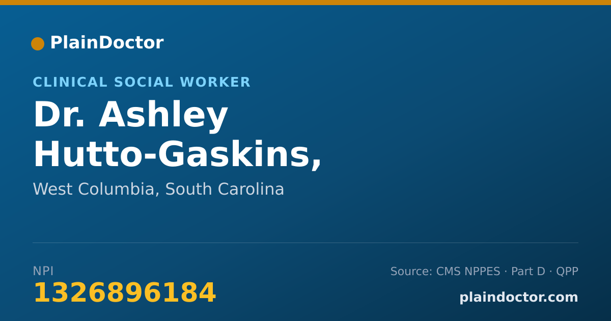 Shareable card for Ashley Hutto-Gaskins, LISW-CP, ASW-SW - Clinical Social Worker, West Columbia, SC