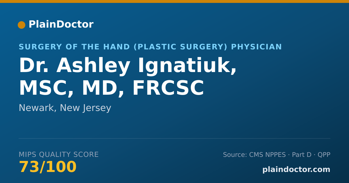 Shareable card for Ashley Ignatiuk, MSC, MD, FRCSC - Surgery of the Hand (Plastic Surgery) Physician, Newark, NJ