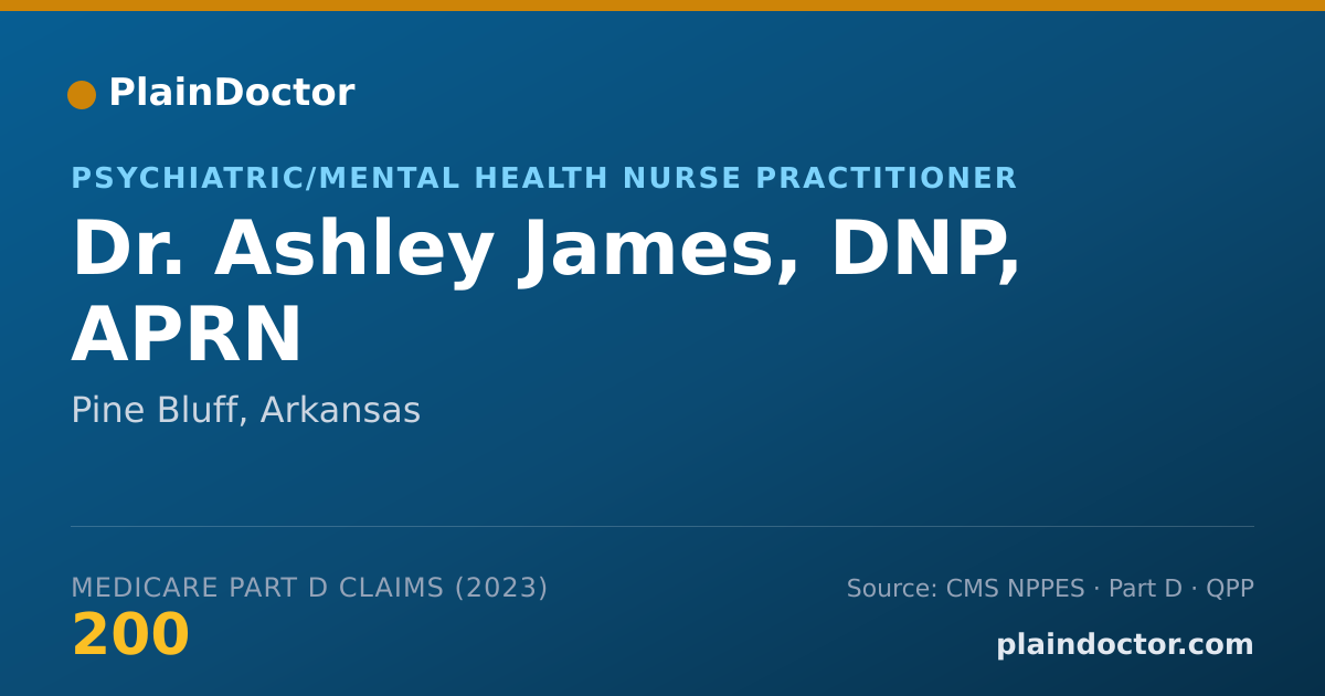 Shareable card for Ashley James, DNP, APRN - Psychiatric/Mental Health Nurse Practitioner, Pine Bluff, AR