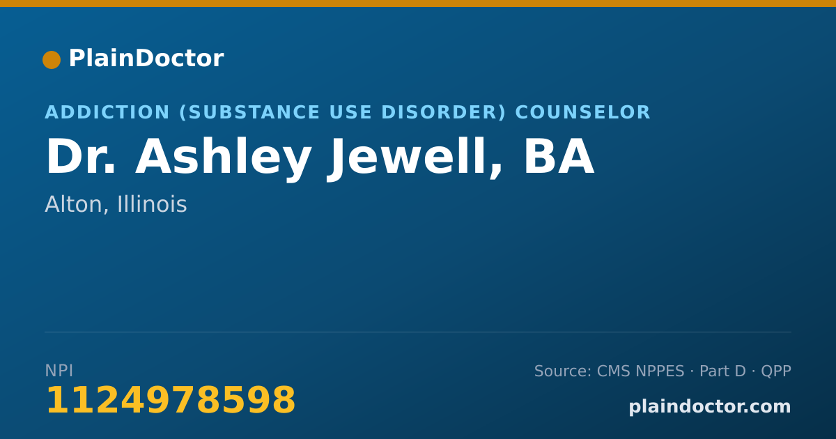 Shareable card for Ashley Jewell, BA - Addiction (Substance Use Disorder) Counselor, Alton, IL