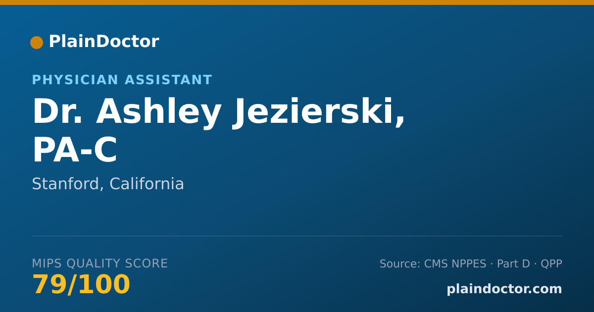 Shareable card for Ashley Jezierski, PA-C - Physician Assistant, Stanford, CA
