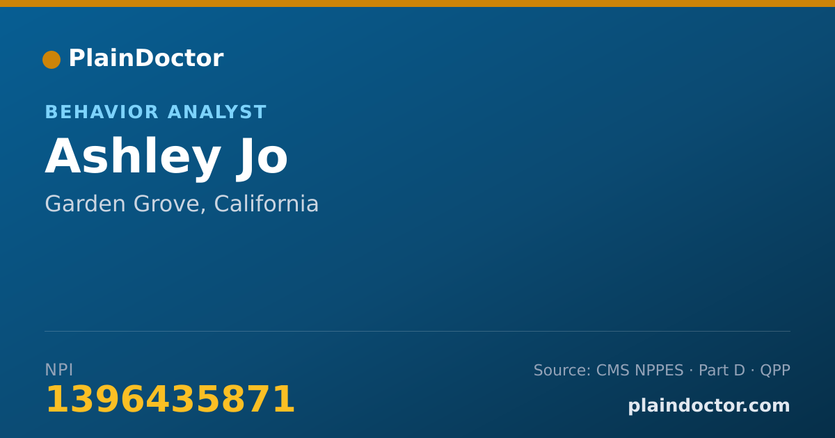 Shareable card for Ashley Jo - Behavior Analyst, Garden Grove, CA