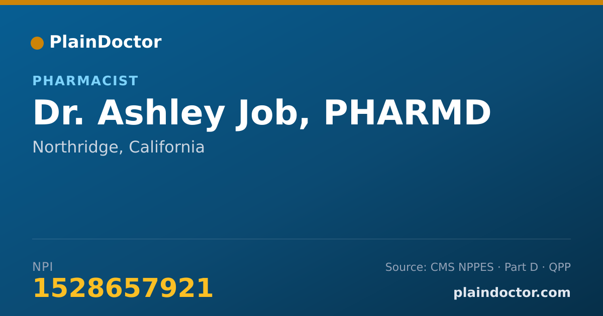 Shareable card for Ashley Job, PHARMD - Pharmacist, Northridge, CA