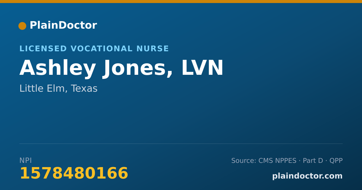 Shareable card for Ashley Jones, LVN - Licensed Vocational Nurse, Little Elm, TX