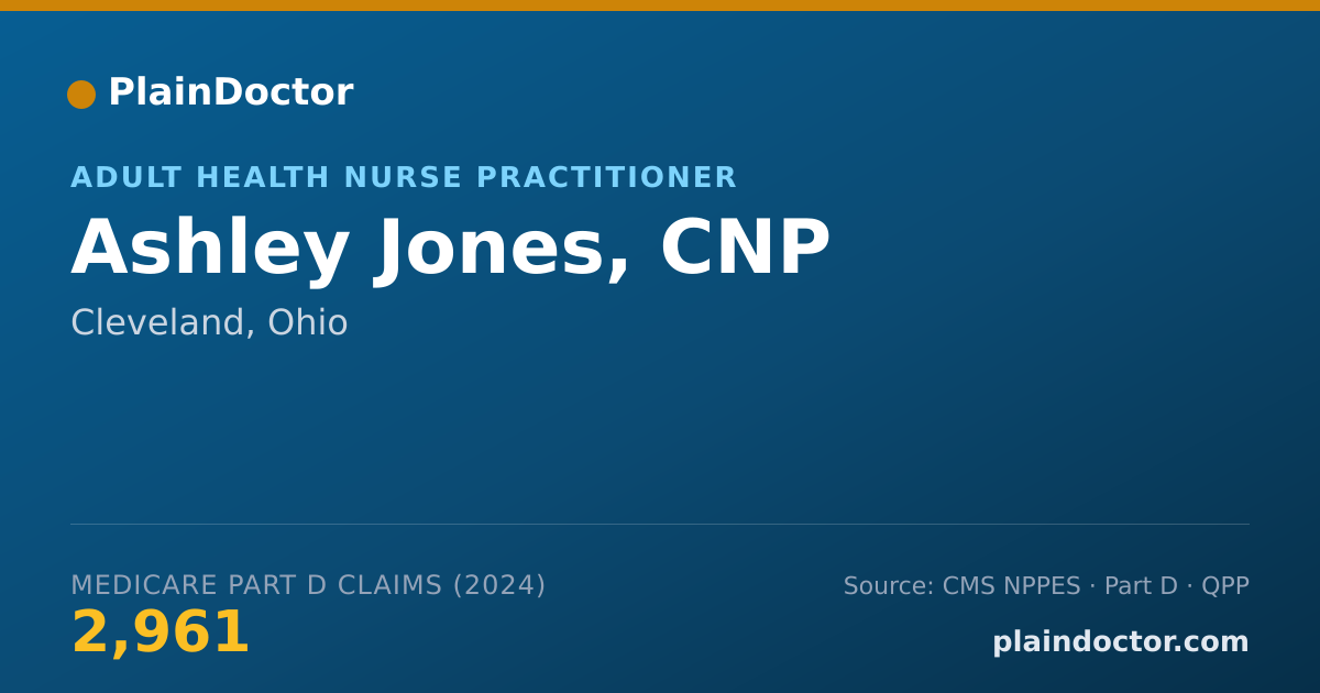 Shareable card for Ashley Jones, CNP - Adult Health Nurse Practitioner, Cleveland, OH