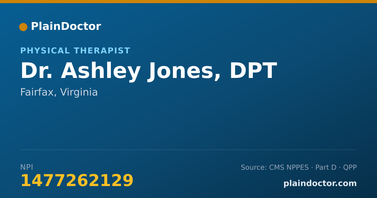 Shareable card for Ashley Jones, DPT - Physical Therapist, Fairfax, VA