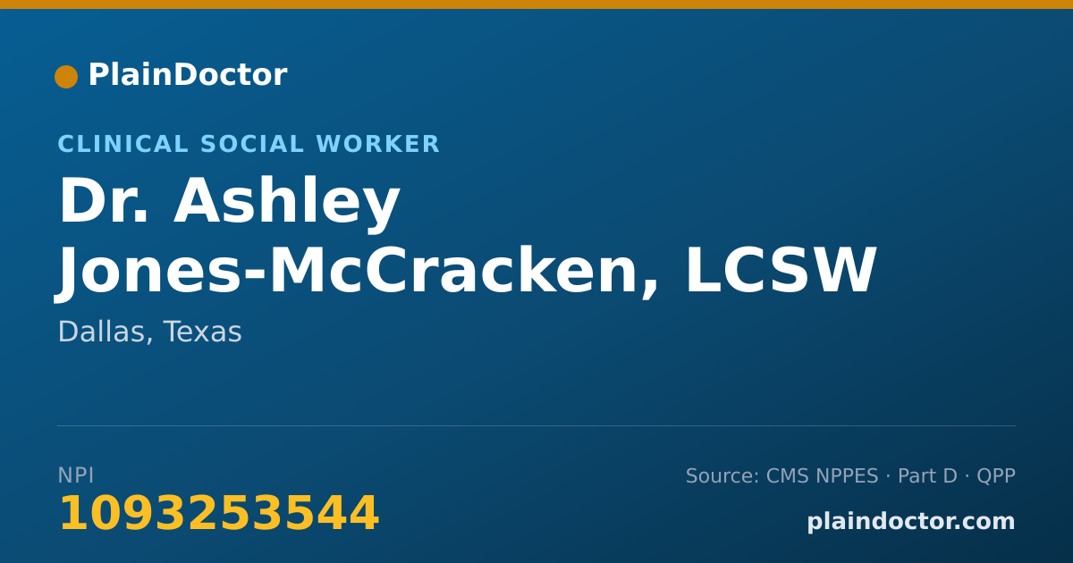 Shareable card for Ashley Jones-McCracken, LCSW - Clinical Social Worker, Dallas, TX