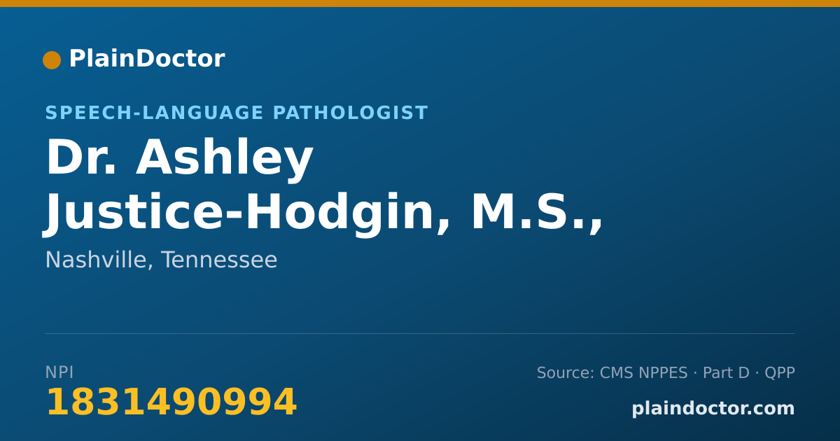 Shareable card for Ashley Justice-Hodgin, M.S., CCC-SLP - Speech-Language Pathologist, Nashville, TN