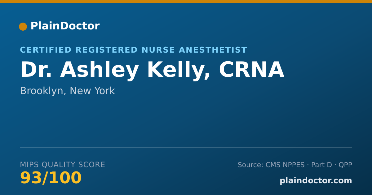 Shareable card for Ashley Kelly, CRNA - Certified Registered Nurse Anesthetist, Brooklyn, NY