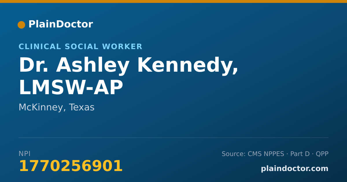 Shareable card for Ashley Kennedy, LMSW-AP - Clinical Social Worker, McKinney, TX