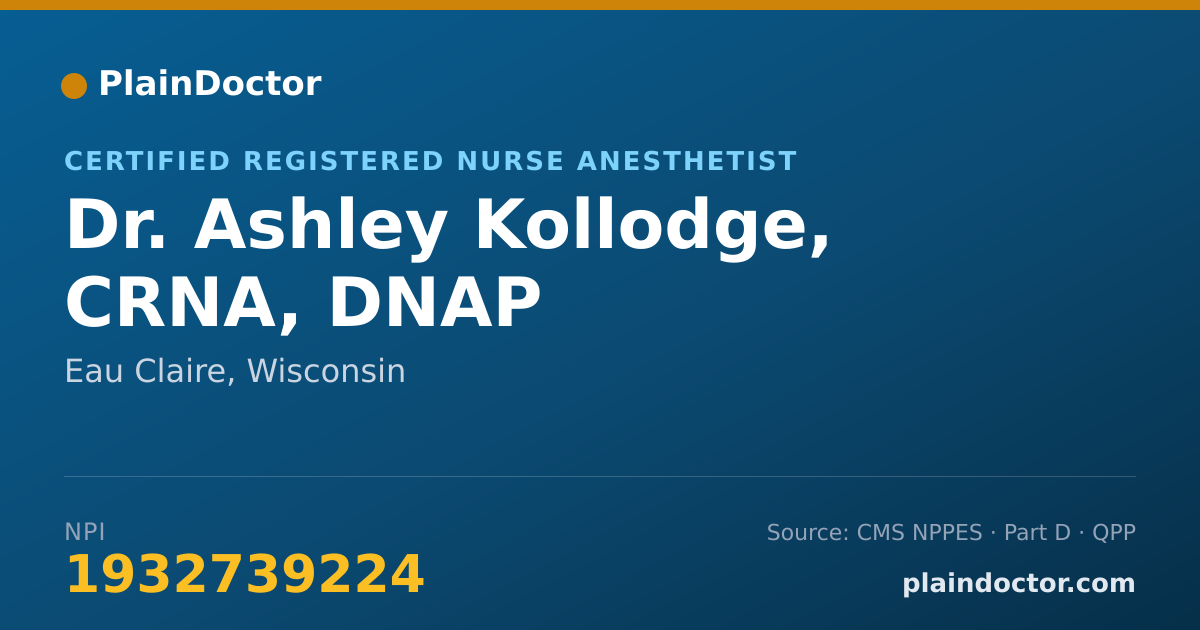 Shareable card for Ashley Kollodge, CRNA, DNAP - Certified Registered Nurse Anesthetist, Eau Claire, WI