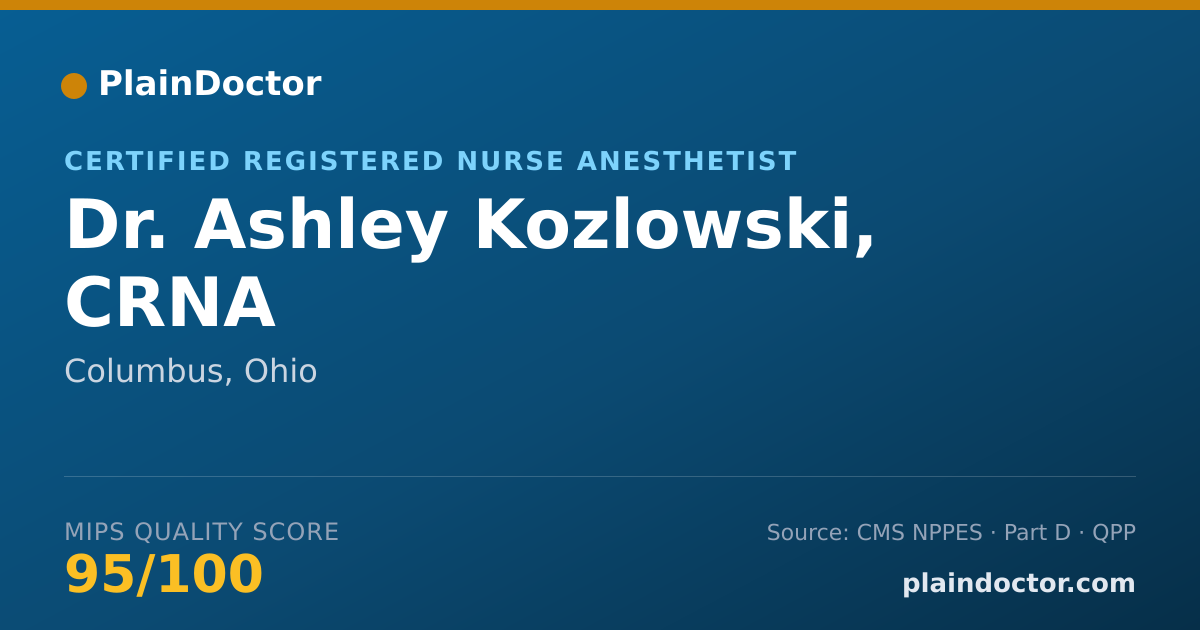 Shareable card for Ashley Kozlowski, CRNA - Certified Registered Nurse Anesthetist, Columbus, OH
