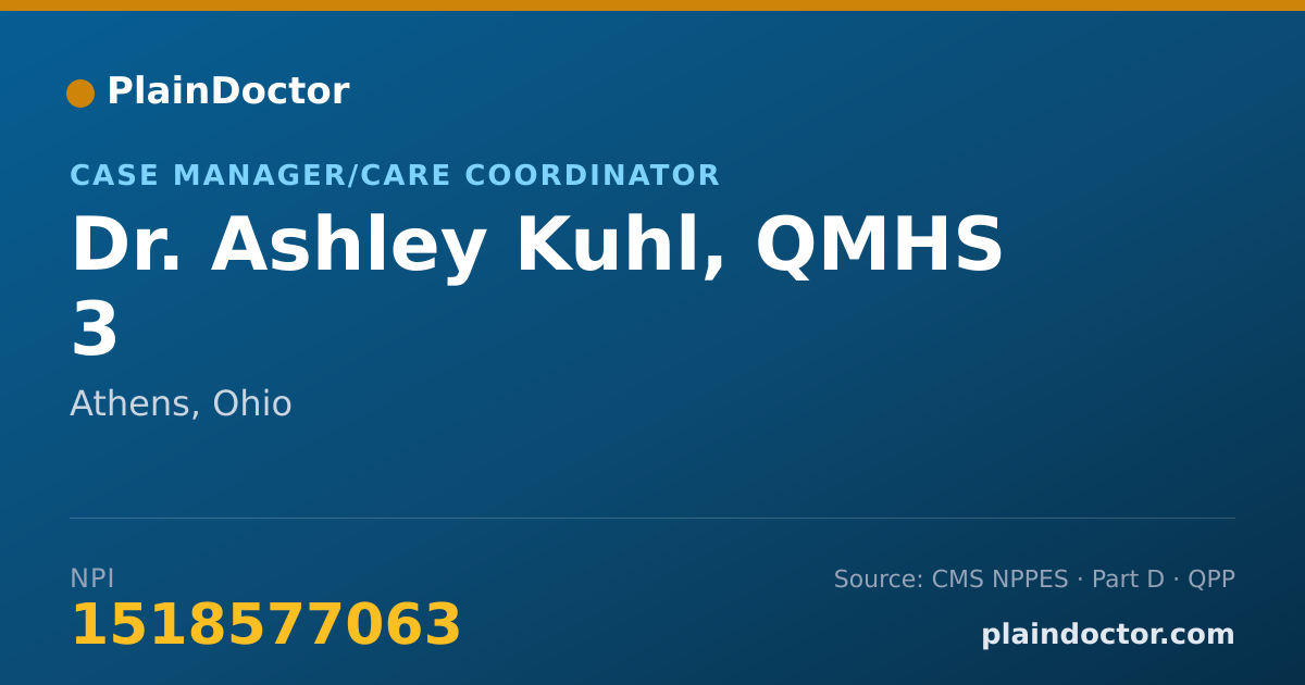 Shareable card for Ashley Kuhl, QMHS 3 - Case Manager/Care Coordinator, Athens, OH