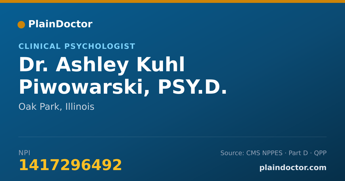Shareable card for Ashley Kuhl Piwowarski, PSY.D. - Clinical Psychologist, Oak Park, IL