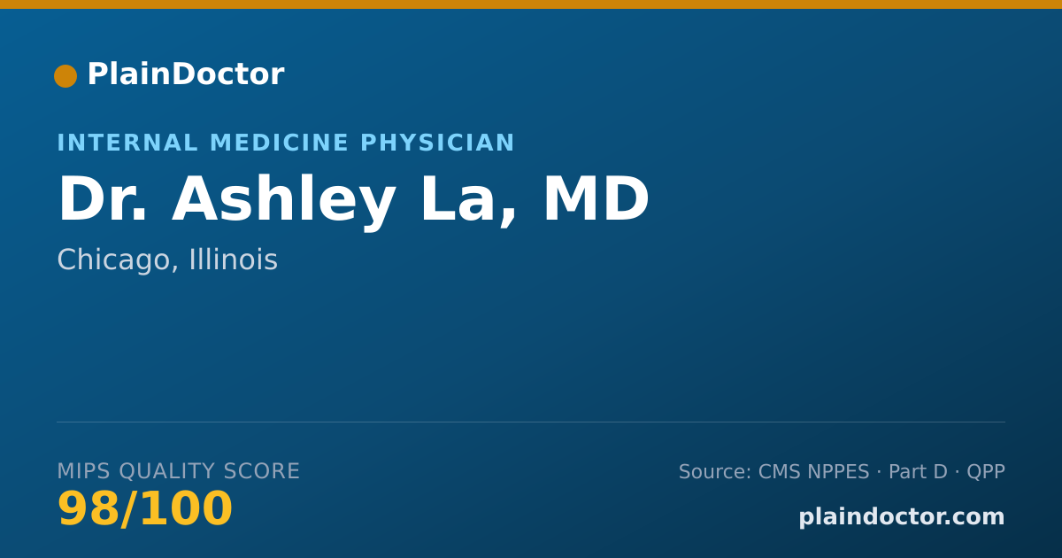 Shareable card for Ashley La, MD - Internal Medicine Physician, Chicago, IL