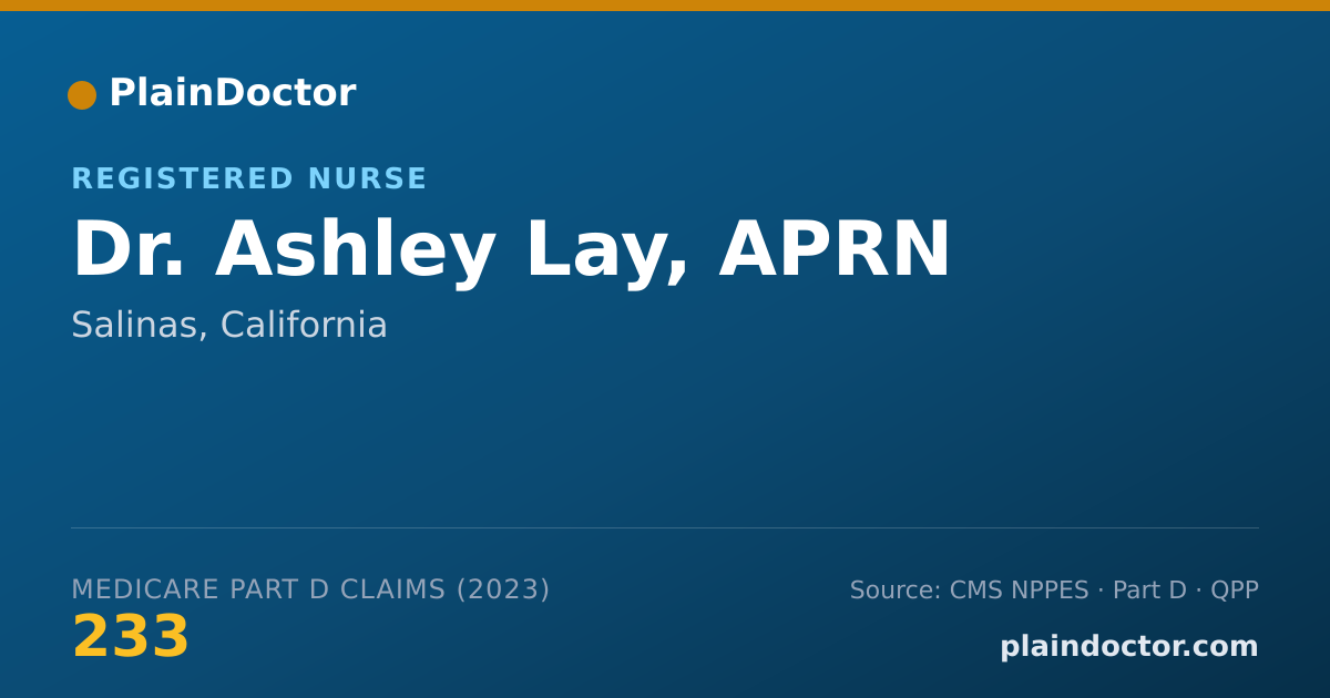 Shareable card for Ashley Lay, APRN - Registered Nurse, Salinas, CA