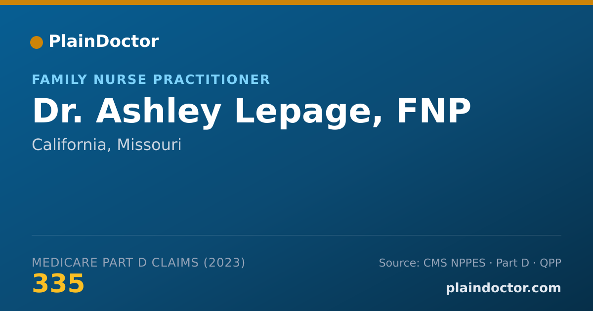 Shareable card for Ashley Lepage, FNP - Family Nurse Practitioner, California, MO