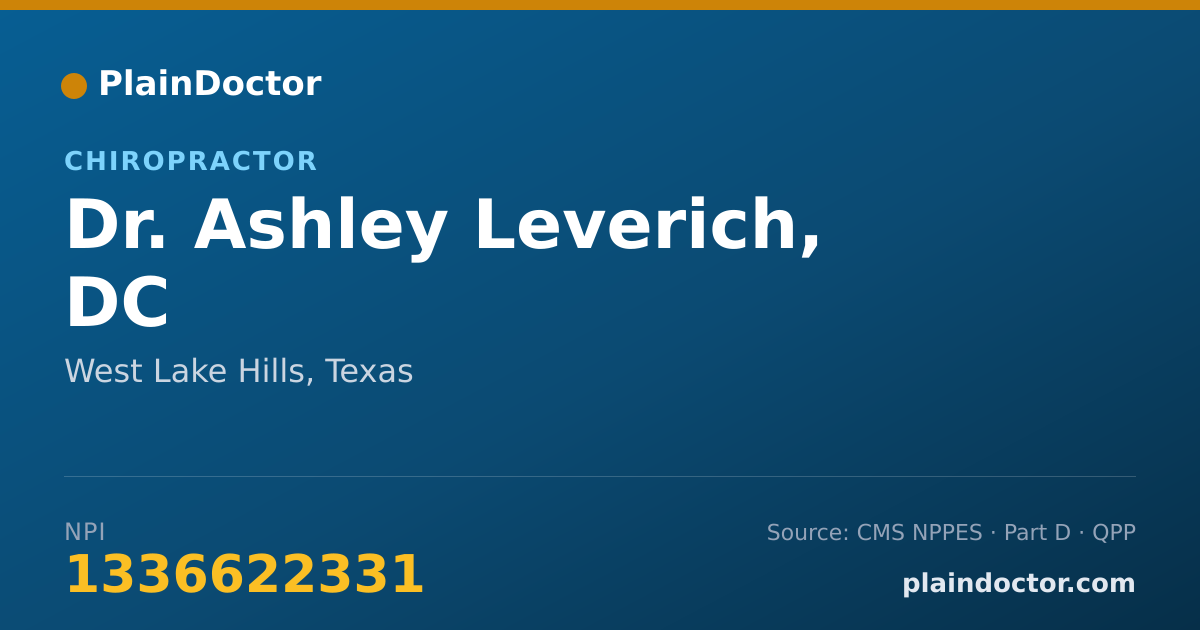 Shareable card for Ashley Leverich, DC - Chiropractor, West Lake Hills, TX