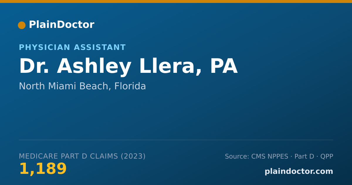 Shareable card for Ashley Llera, PA - Physician Assistant, North Miami Beach, FL