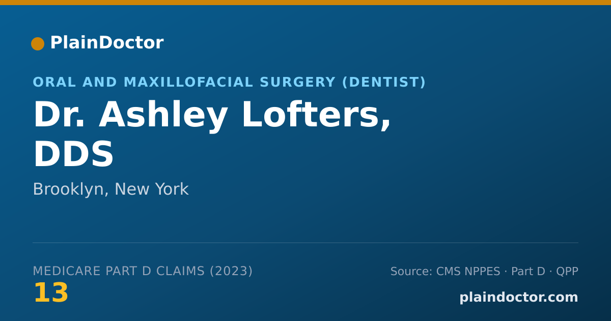 Shareable card for Ashley Lofters, DDS - Oral and Maxillofacial Surgery (Dentist), Brooklyn, NY
