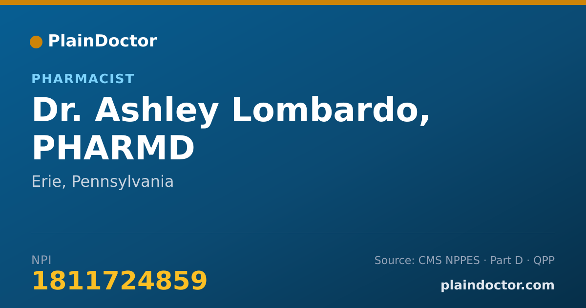 Shareable card for Ashley Lombardo, PHARMD - Pharmacist, Erie, PA